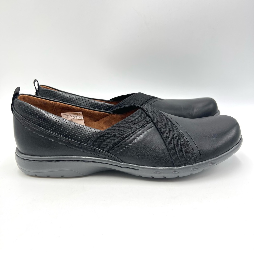 8N 8 NARROW WIDTH Cobb Hill Womens Black‎ Leather Comfort Ballet Flats Shoes